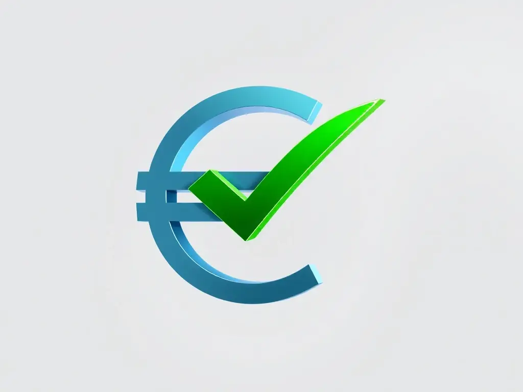 A euro symbol with a checkmark, representing the affordable pricing of DigiAIX's website development services.